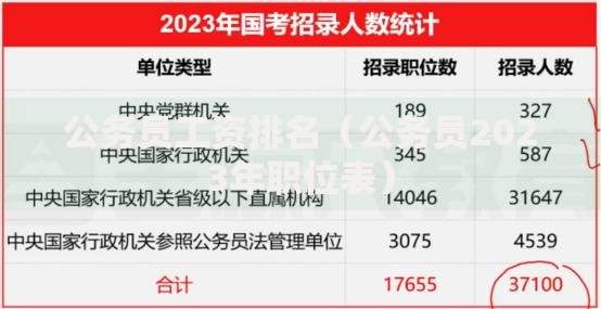 公务员工资排名（公务员2023年职位表）