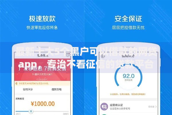 最新十大5个黑户可以借款的网贷app，专治不看征信的贷款平台