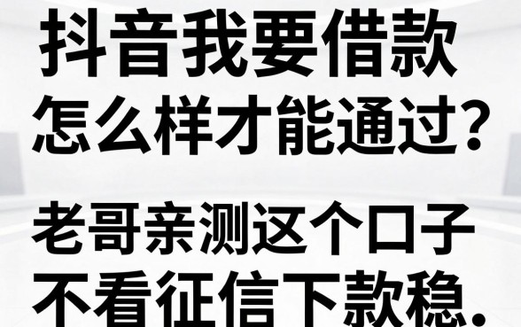 抖音我要借款怎么样才能通过？老哥亲测这五个口子不看征信下款稳