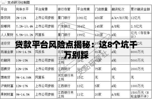 贷款平台风险点揭秘：这8个坑千万别踩