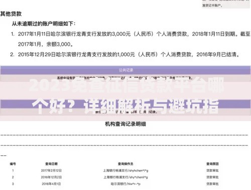 2023免查征信贷款平台哪个好？详细解析与避坑指南