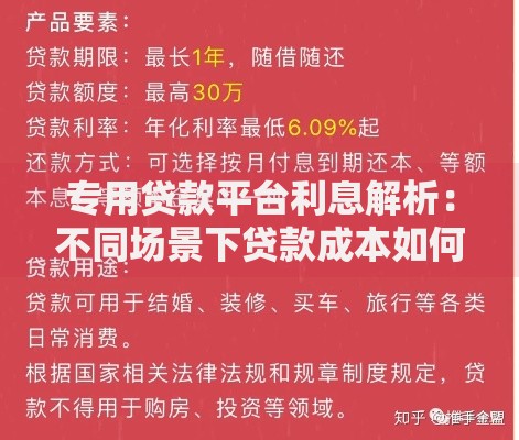 专用贷款平台利息解析：不同场景下贷款成本如何计算
