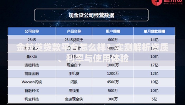 金粒贷贷款平台怎么样？实测解析资质、利率与使用体验