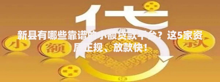 新县有哪些靠谱的小额贷款平台？这5家资质正规、放款快！