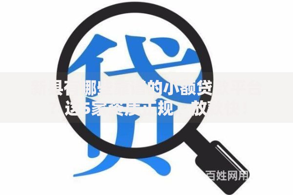 新县有哪些靠谱的小额贷款平台？这5家资质正规、放款快！