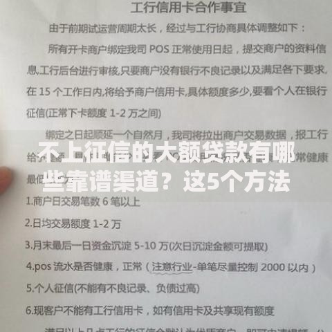 不上征信的大额贷款有哪些靠谱渠道？这5个方法安全又实用