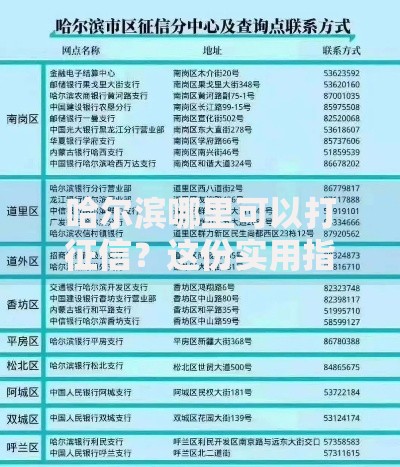 哈尔滨哪里可以打征信？这份实用指南帮你快速搞定