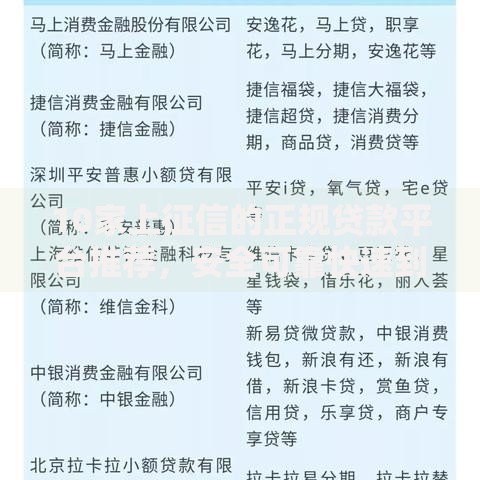 10家上征信的正规贷款平台推荐，安全可靠快速到账