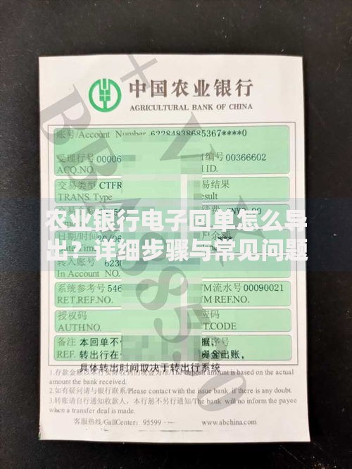 农业银行电子回单怎么导出？详细步骤与常见问题解答