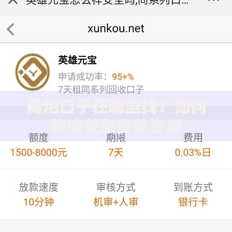 高炮口子在哪里找？如何快速获取贷款资源