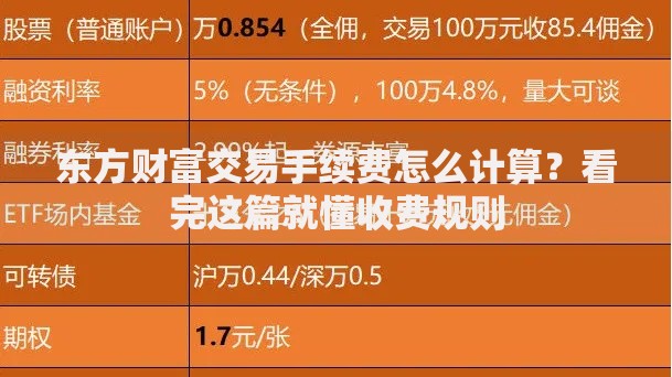 东方财富交易手续费怎么计算？看完这篇就懂收费规则