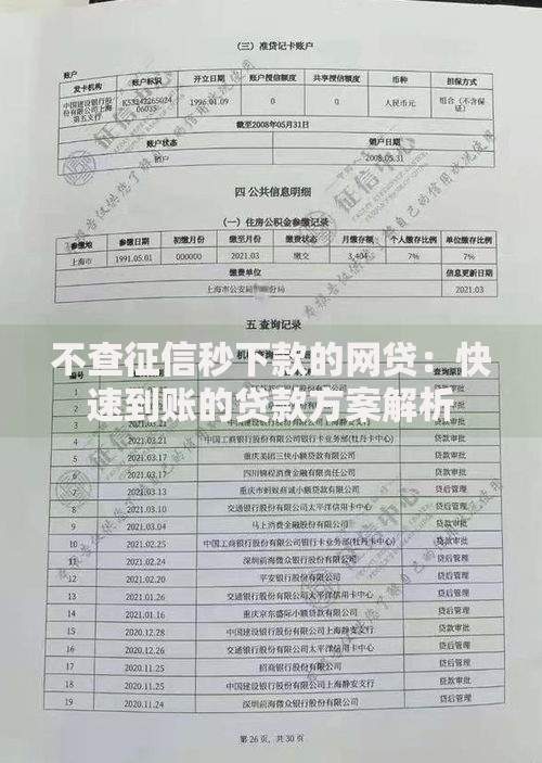 不查征信秒下款的网贷：快速到账的贷款方案解析