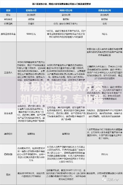 精易论坛贷款方案如何选择？专业解析助您高效融资