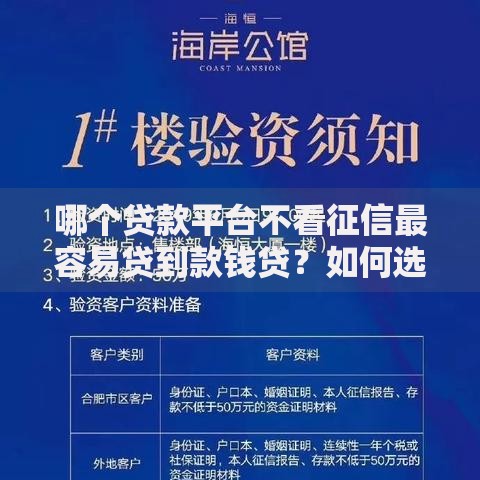 哪个贷款平台不看征信最容易贷到款钱贷？如何选择低门槛渠道