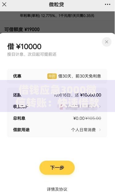 借钱应急3000微信转账：快速借款渠道与注意事项
