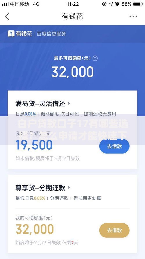 白户贷款口子17有哪些选择？怎么申请才能快速下款？