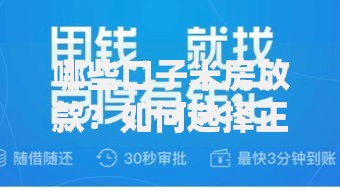 哪些口子米房放款？如何选择正规渠道快速下款