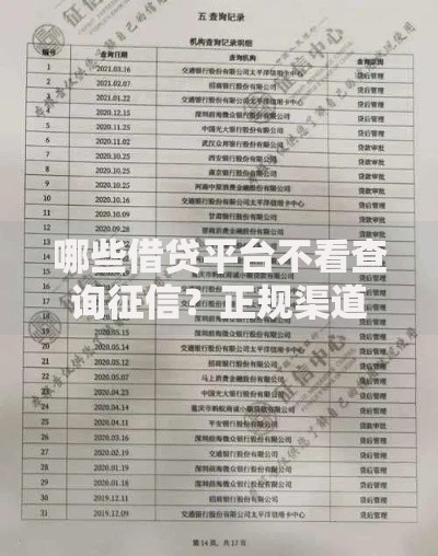 哪些借贷平台不看查询征信？正规渠道深度解析