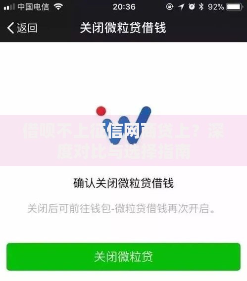 借呗不上征信网商贷上？深度对比与选择指南