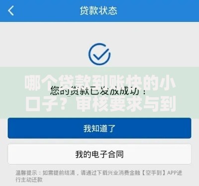 哪个贷款到账快的小口子？审核要求与到账时效深度解析