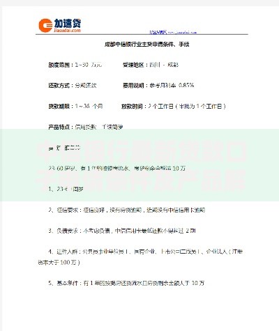 中信银行最新贷款口子申请条件及产品解析