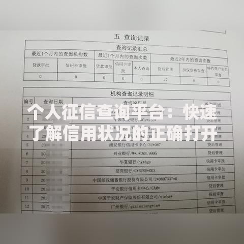 个人征信查询平台：快速了解信用状况的正确打开方式