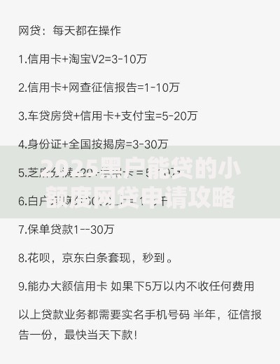 2025黑户能贷的小额度网贷申请攻略解析