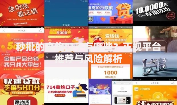 秒批的高炮口子有哪些？正规平台推荐与风险解析