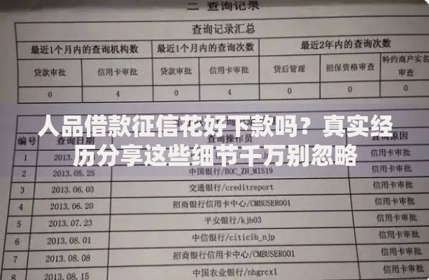 人品借款征信花好下款吗？真实经历分享这些细节千万别忽略