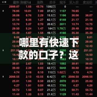 哪里有快速下款的口子？这几个渠道安全又高效