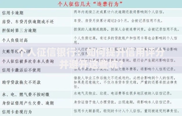 个人征信银行：如何提升信用评分并避开这些坑？