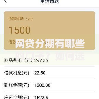 网贷分期有哪些的口子?如何选择适合自己的分期平台 网贷分期有哪些的口子?如何选择适合自己的分期平台