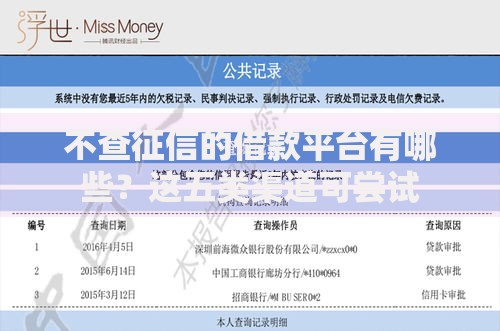 不查征信的借款平台有哪些？这五类渠道可尝试
