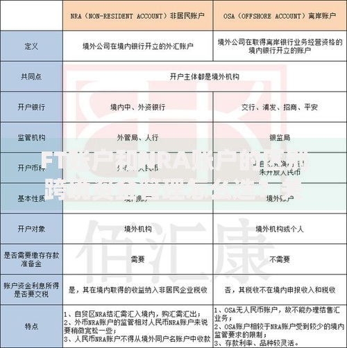 FT账户和NRA账户的区别跨境资金管理怎么选？关键点一次说清