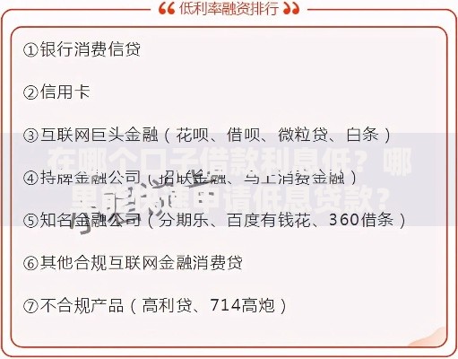 在哪个口子借款利息低？哪里能快速申请低息贷款？
