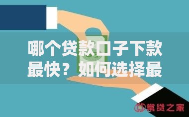 哪个贷款口子下款最快?如何选择最快到账平台 哪个贷款口子下款最快?如何选择最快到账平台