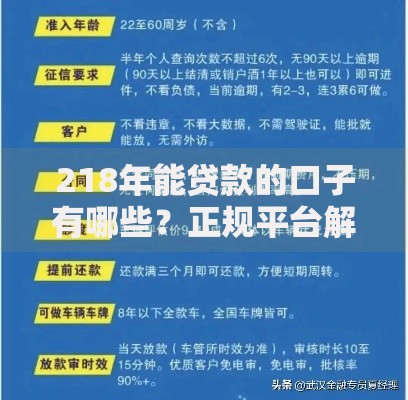 218年能贷款的口子有哪些？正规平台解析与申请指南