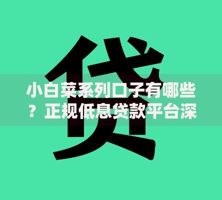 小白菜系列口子有哪些？正规低息贷款平台深度解析