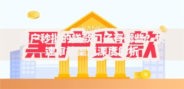 黑户秒批的贷款口子有哪些？快速审核渠道深度解析