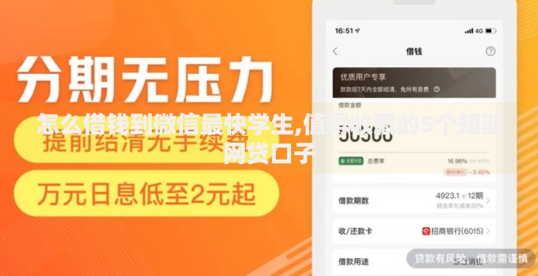 怎么借钱到微信最快学生,值得收藏的5个短期网贷口子