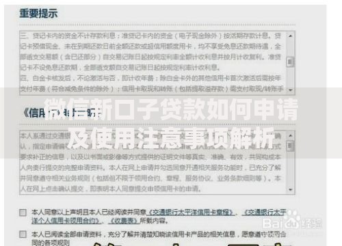 微信新口子贷款如何申请及使用注意事项解析