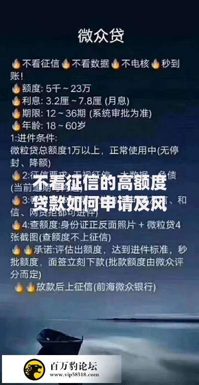 不看征信的高额度贷款如何申请及风险防范指南