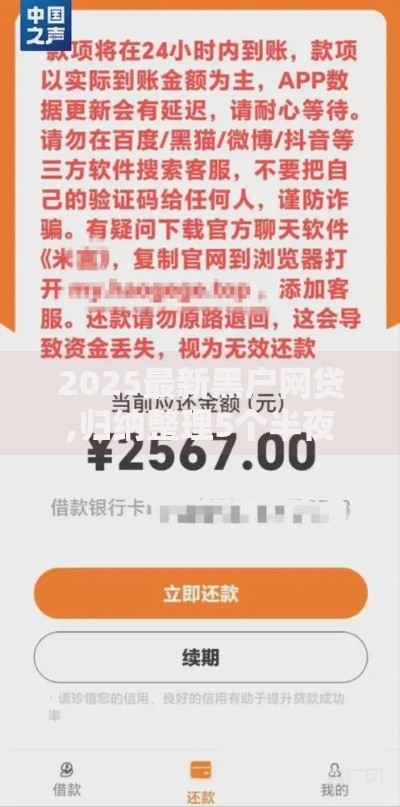 2025最新黑户网贷,归纳整理5个半夜秒下款的高炮口子