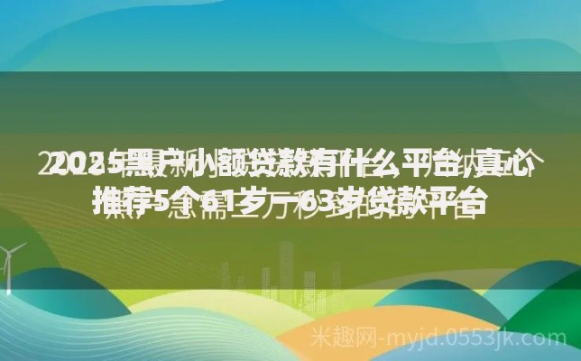 2025黑户小额贷款有什么平台,真心推荐5个61岁一63岁贷款平台