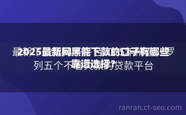 2025最新网黑能下款的口子有哪些靠谱选择？