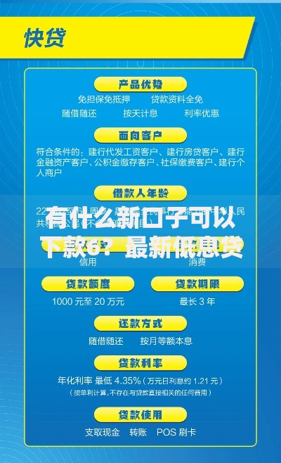 有什么新口子可以下款6？最新低息贷款渠道解析