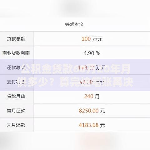 公积金贷款60万20年月供多少？算完这笔账再决定买房