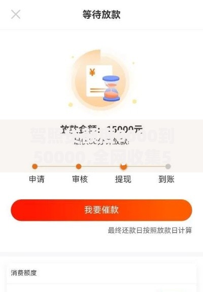 驾照贷额度8000到50000,全网收集5个不看征信大数据的贷款平台一定能下款
