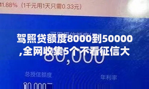 驾照贷额度8000到50000,全网收集5个不看征信大数据的贷款平台一定能下款
