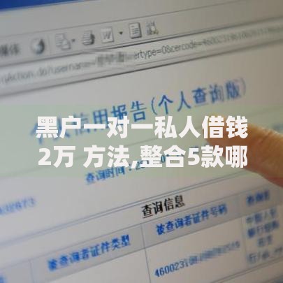 黑户一对一私人借钱2万 方法,整合5款哪些贷款平台不看征信